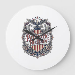 Patriottische bloemige vintage vector grafische T- Grote Klok