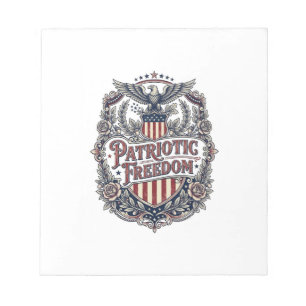 Patriottische bloemige vintage vector grafische T- Notitieblok