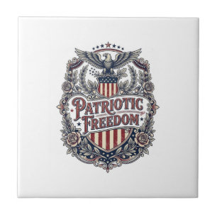 Patriottische bloemige vintage vector grafische T- Tegeltje