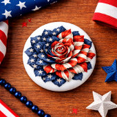 Patriottische bloemillustratie met vlagmotief ronde button 3,2 cm