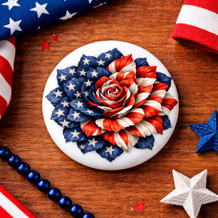 Patriottische bloemillustratie met vlagmotief ronde button 3,2 cm