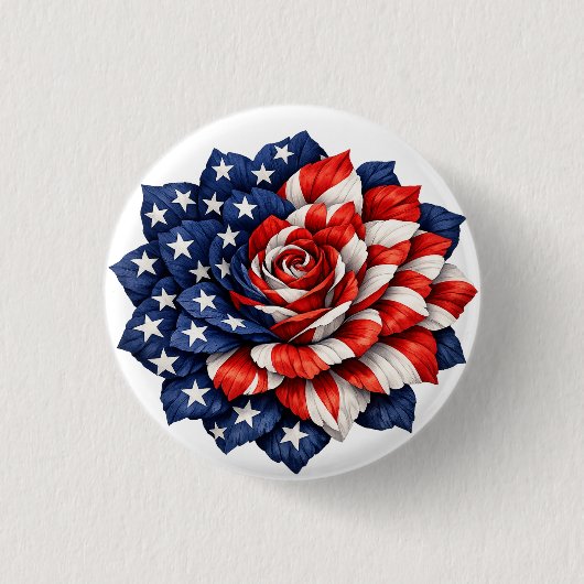 Patriottische bloemillustratie met vlagmotief ronde button 3,2 cm (Voorkant)