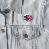 Patriottische bloemillustratie met vlagmotief ronde button 3,2 cm (In situ)