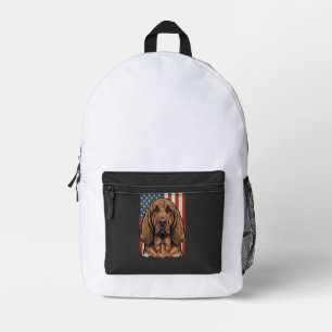 Patriottische Bloodhound Hond Amerikaanse Vlag Kun Bedrukte Rugzak