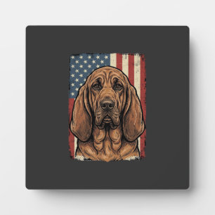 Patriottische Bloodhound Hond Amerikaanse Vlag Kun Fotoplaat