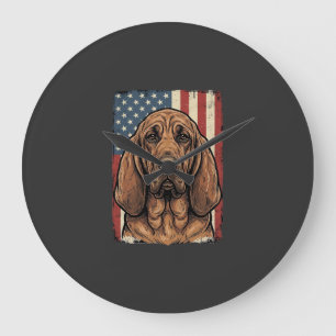 Patriottische Bloodhound Hond Amerikaanse Vlag Kun Grote Klok