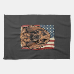 Patriottische Bloodhound Hond Amerikaanse Vlag Kun Theedoek