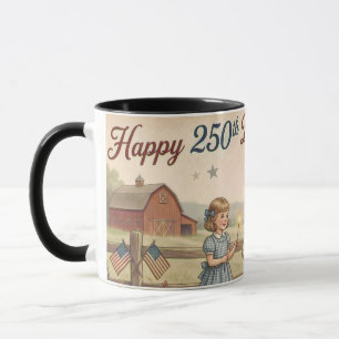 Patriottische Boerderij, Retro Gelukkig 250-jarig Mok