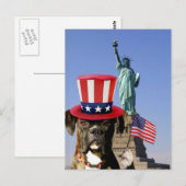Patriottische bokser hond briefkaart (Voorkant / Achterkant)