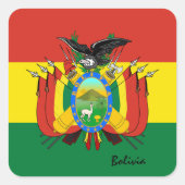 Patriottische Bolivia en Boliviaanse vlag, vakanti Vierkante Sticker (Voorkant)