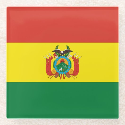 Patriottische Bolivia vlag Glazen Onderzetter (Voorkant)