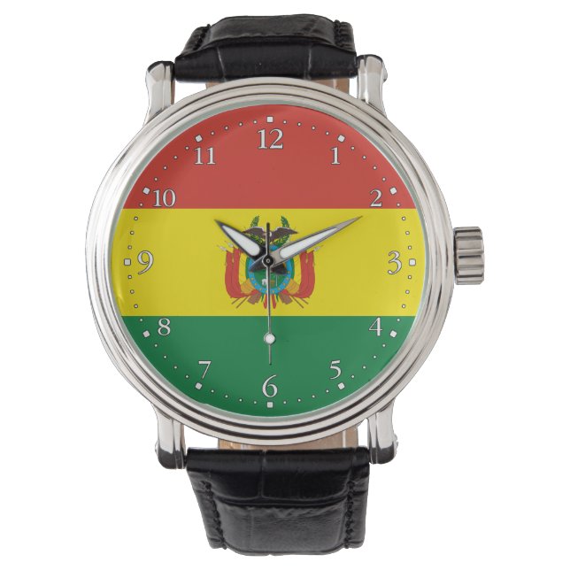 Patriottische Bolivia vlag Horloge (Voorkant)