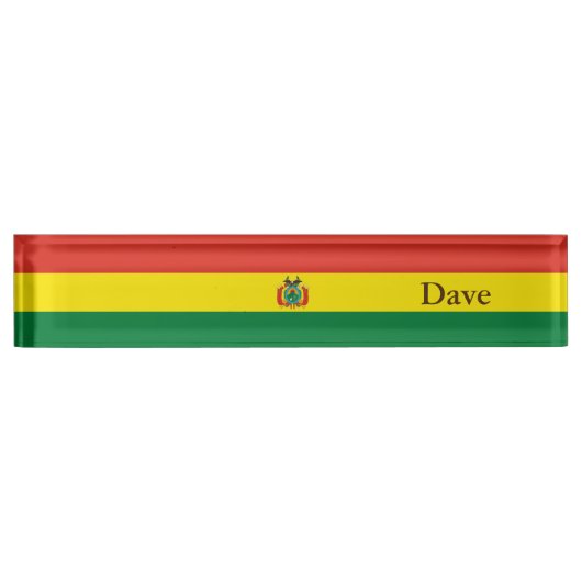 Patriottische Bolivia vlag Naambordje (Voorkant)