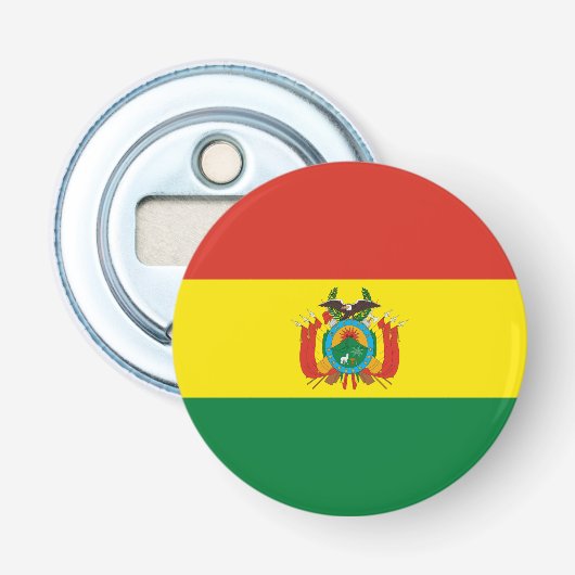 Patriottische Boliviaanse vlag Button Flesopener (Voorkant)