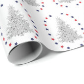 Patriottische boom met rode en blauwe sterren cadeaupapier (Rol Hoek)