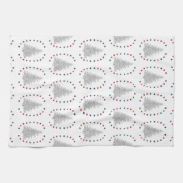 Patriottische boom met rode en blauwe sterren theedoek