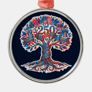 Patriottische boom voor America's 250ste verjaarda Metalen Ornament