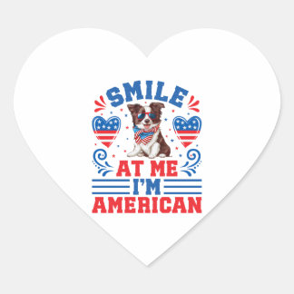 Patriottische Border Collie Hond voor 4 juli Hart Sticker