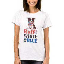 Patriottische Border Collie Ruff Wit & Blauw