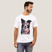 Patriottische Border Collie T-shirt (Voorkant volledig)