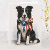 Patriottische Border Collie Wenskaart Kaart (Gele Bloem)