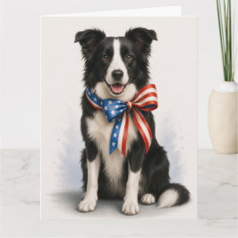 Patriottische Border Collie Wenskaart Kaart