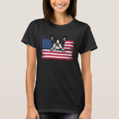 Patriottische Boston Terrier Amerikaanse vlag hond T-shirt (Voorkant)
