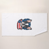Patriottische Boston Terrier hond Puppy Amerikaans Badhanddoek (Badhanddoek)