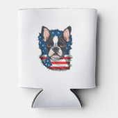 Patriottische Boston Terrier hond Puppy Amerikaans Blikjeskoeler (Voorkant)