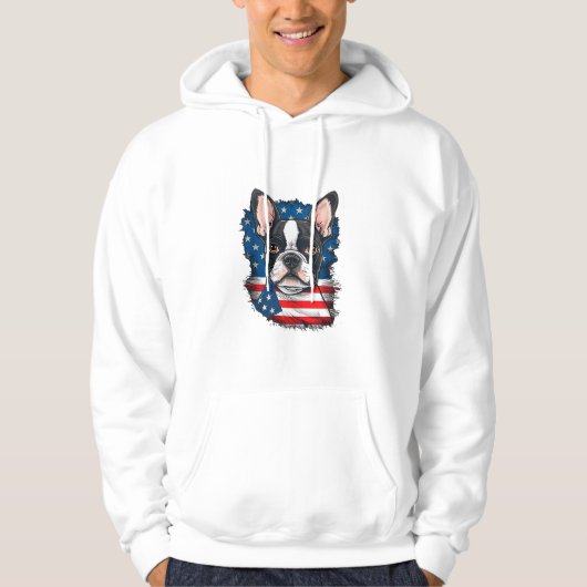 Patriottische Boston Terrier hond Puppy Amerikaans Hoodie (Voorkant)