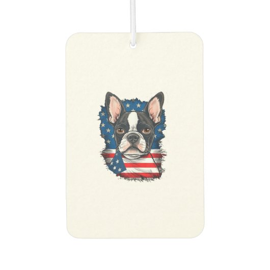 Patriottische Boston Terrier hond Puppy Amerikaans Luchtverfrisser (Voorkant)