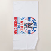 Patriottische Boston Terrier Hond voor 4 juli Strandlaken (Voorkant)