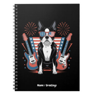 Patriottische Boston Terrier-hondliefhebber ontwer Notitieboek