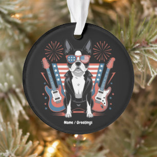 Patriottische Boston Terrier-hondliefhebber ontwer Ornament
