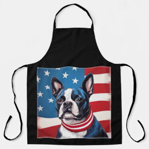 Patriottische Boston Terrier met Amerikaanse vlag Schort