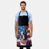 Patriottische Boston Terrier met Amerikaanse vlag Schort (Gedragen)