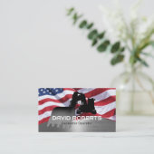 Patriottische Bouw Graafmachine Operator Metaal Visitekaartje (Staand voorkant)