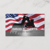 Patriottische Bouw Graafmachine Operator Metaal Visitekaartje (Voorkant)