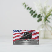 Patriottische Bouwmateriaal Operator Metaal Visitekaartje (Staand voorkant)