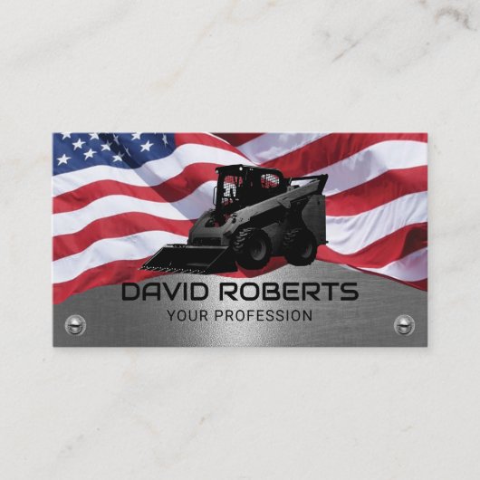 Patriottische Bouwmateriaal Operator Metaal Visitekaartje (Voorkant)
