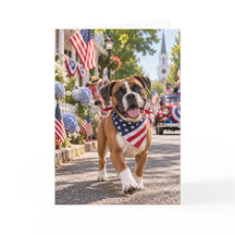 Patriottische Boxer Hond 4 juli kaart