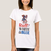 Patriottische Boxer Ruff Wit & Blauw T-shirt (Voorkant)