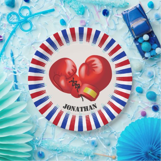 Patriottische boxing handschoenen Design Paper Par Papieren Bordje (Feest)