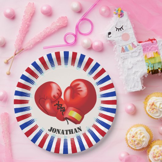 Patriottische boxing handschoenen Design Paper Par Papieren Bordje (Feest)