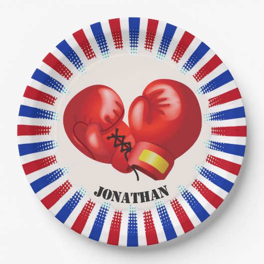 Patriottische boxing handschoenen Design Paper Par Papieren Bordje (Voorkant)