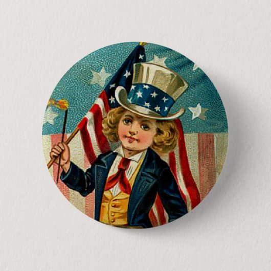 Patriottische Boy Round Button (Voorkant)