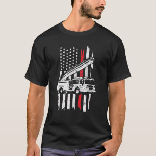 Patriottische brandweerkorps met dunne rode streep t-shirt