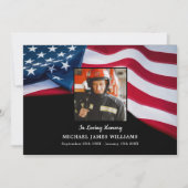 Patriottische brandweerman Memorial USA Flag Funer Bedankkaart (Voorkant)