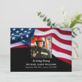 Patriottische brandweerman Memorial USA Flag Funer Bedankkaart (Staand voorkant)