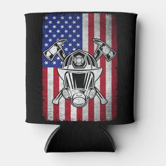 Patriottische Brandweerman VS Amerikaanse vlag Bra Blikjeskoeler (Voorkant)